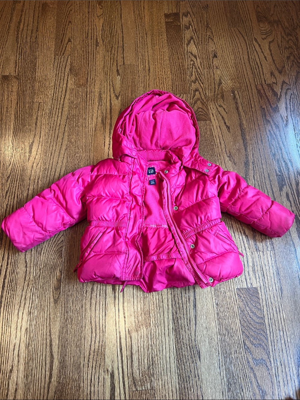 GAP Girls Hot Pink Hooded Puffer Coat